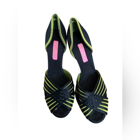 Y2k Vintage Betsey Johnson Black and Green Flats with Modern Silhouette - Picture 1 of 5